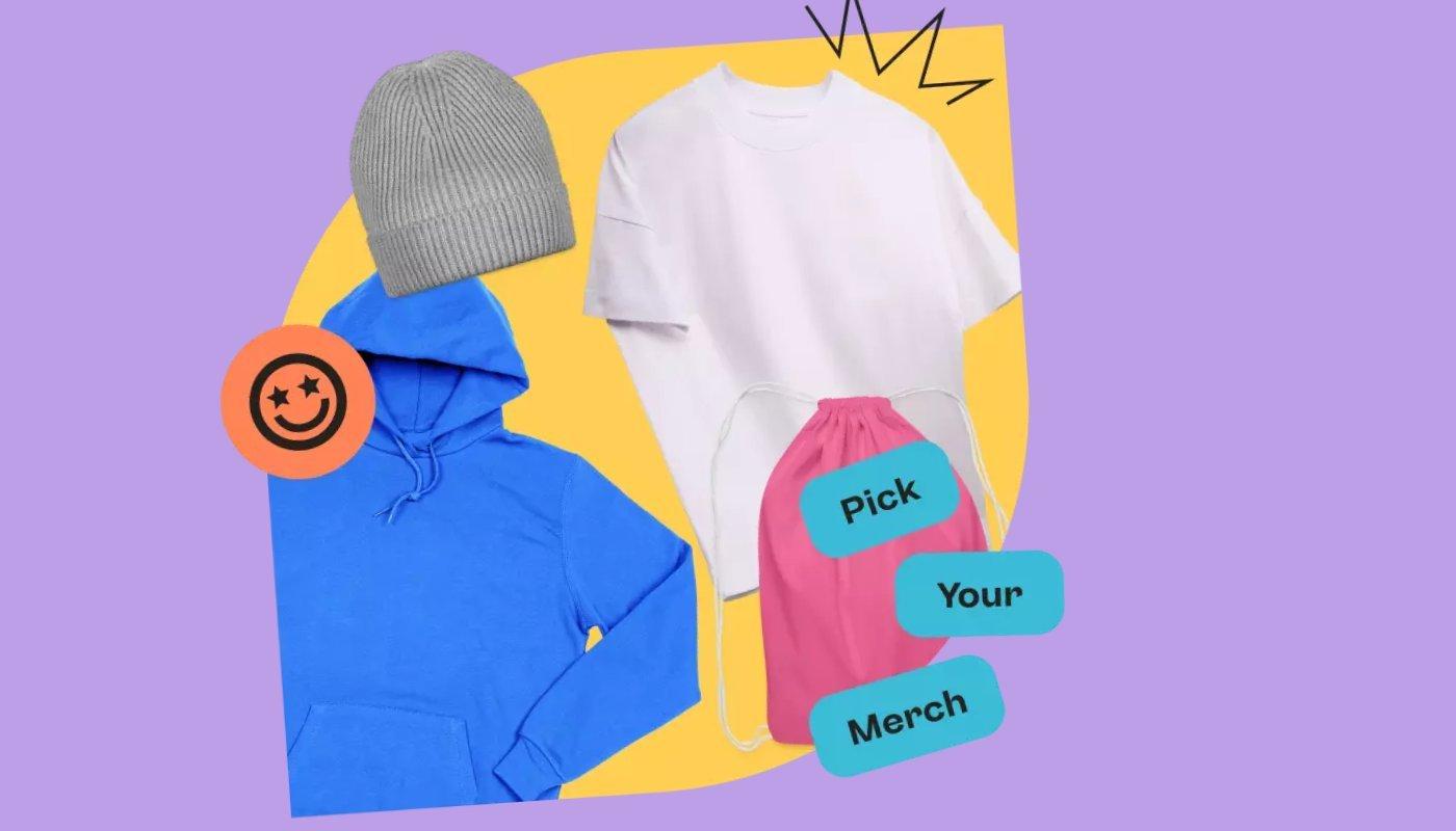 various merch options to sell